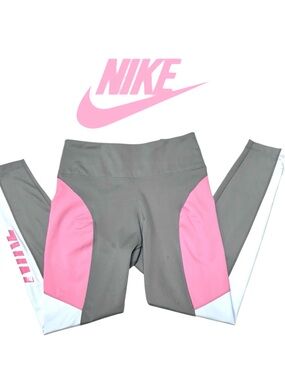 Nike One Women's Mid-Rise 7/8 Color-Block Logo Leggings Size Small New